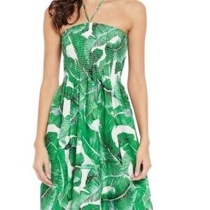 Tropical Green Leaf Pattern Dress